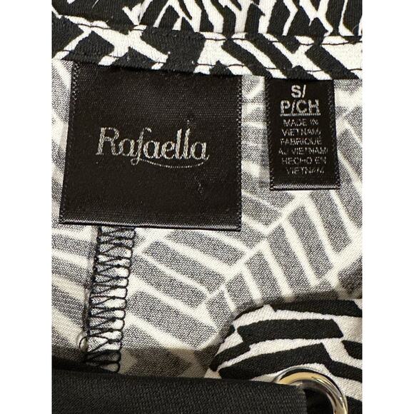 Rafaella Cold Shoulder Top Small Black White Print Keyhole Blouse S - Picture 8 of 10